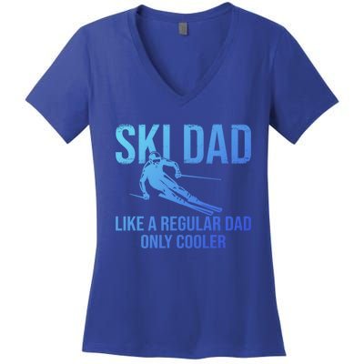 Ski Dad Like A Regular Dad Only Cooler Happy Father Day Funny Gift Women's V-Neck T-Shirt