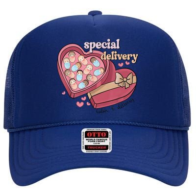 Special Delivery Labor And Delivery Nurse Valentine's Day High Crown Mesh Back Trucker Hat