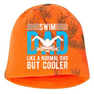 Swim Dad Like A Normal Dad But Cooler Swim Dad Funny Gift Kati - Camo Knit Beanie