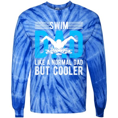 Swim Dad Like A Normal Dad But Cooler Swim Dad Funny Gift Tie-Dye Long Sleeve Shirt