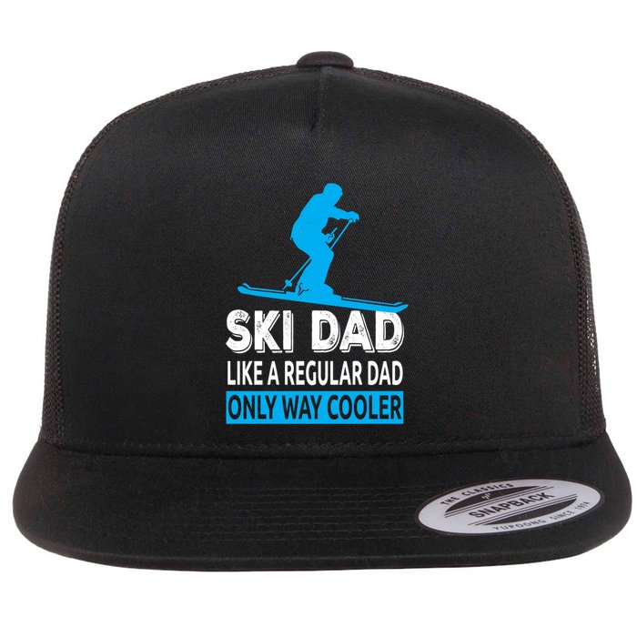 Ski Dad Like A Regular Dad Only Way Cooler Skiing Gift Flat Bill Trucker Hat