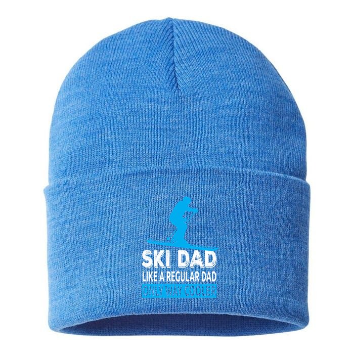 Ski Dad Like A Regular Dad Only Way Cooler Skiing Gift Sustainable Knit Beanie