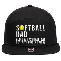 Softball Dad Like A Baseball But With Bigger Balls Fathers Cool Gift 7 Panel Mesh Trucker Snapback Hat