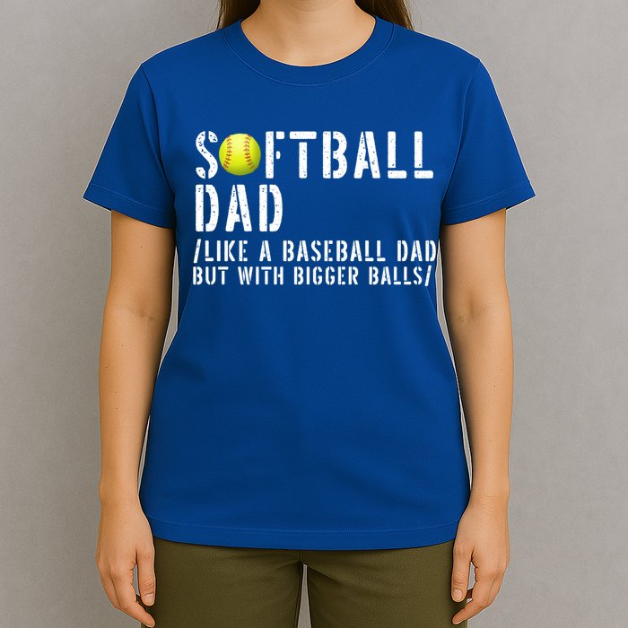 Softball Dad Like A Baseball But With Bigger Balls Fathers Cool Gift T-Shirt