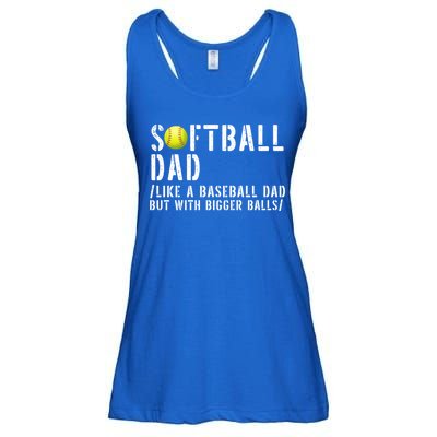 Softball Dad Like A Baseball But With Bigger Balls Fathers Cool Gift Ladies Essential Flowy Tank