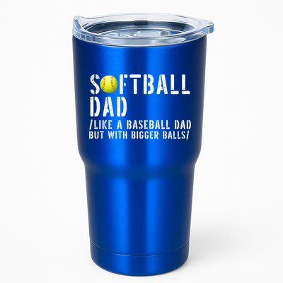 Softball Dad Like A Baseball But With Bigger Balls Fathers Cool Gift Tumbler