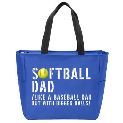 Softball Dad Like A Baseball But With Bigger Balls Fathers Cool Gift Zip Tote Bag
