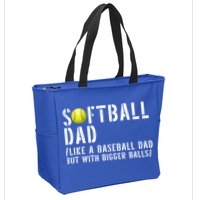 Softball Dad Like A Baseball But With Bigger Balls Fathers Cool Gift Zip Tote Bag