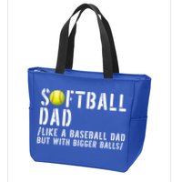 Softball Dad Like A Baseball But With Bigger Balls Fathers Cool Gift Zip Tote Bag