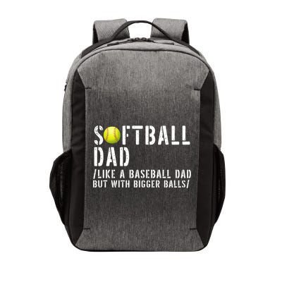 Softball Dad Like A Baseball But With Bigger Balls Fathers Cool Gift Vector Backpack