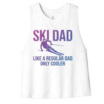 Ski Dad Like A Regular Dad Only Cooler Happy Father Day Funny Gift Women's Racerback Cropped Tank