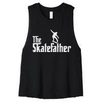 Skateboard Dad Like A Normal Dad Only Cool Father Skate Women's Racerback Cropped Tank