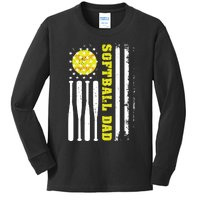 Softball Dad Like A Baseball Dad Definition On Back Kids Long Sleeve Shirt