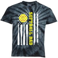 Softball Dad Like A Baseball Dad Definition On Back Kids Tie-Dye T-Shirt