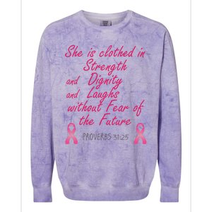 Strength Dignity Laughs Breast Cancer Awareness Gift Colorblast Crewneck Sweatshirt