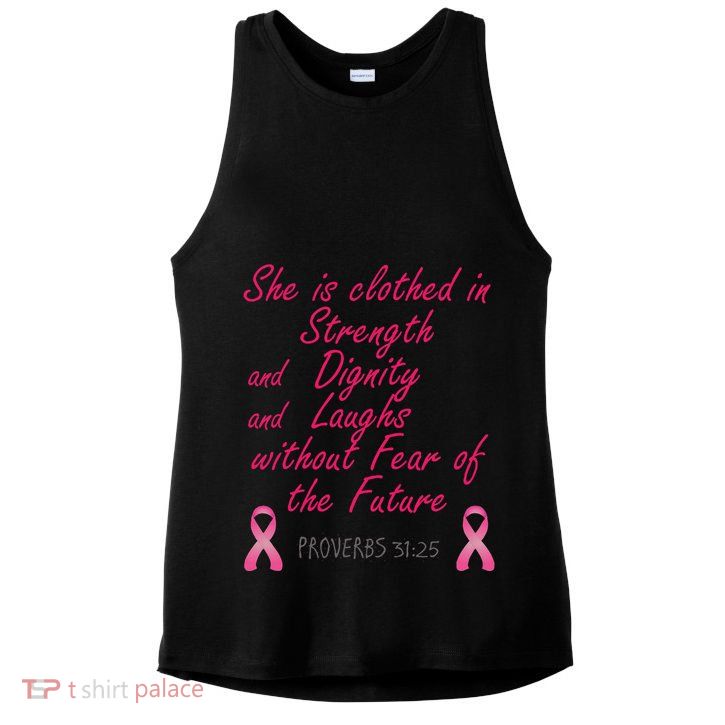 Strength Dignity Laughs Breast Cancer Awareness Gift Ladies PosiCharge Tri-Blend Wicking Tank