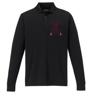 Strength Dignity Laughs Breast Cancer Awareness Gift Performance Long Sleeve Polo