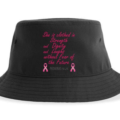 Strength Dignity Laughs Breast Cancer Awareness Gift Sustainable Bucket Hat