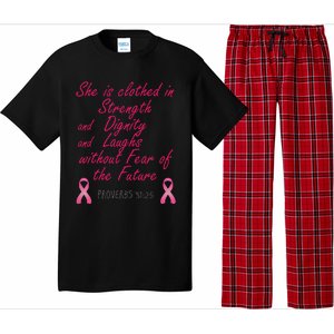 Strength Dignity Laughs Breast Cancer Awareness Gift Pajama Set