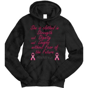 Strength Dignity Laughs Breast Cancer Awareness Gift Tie Dye Hoodie