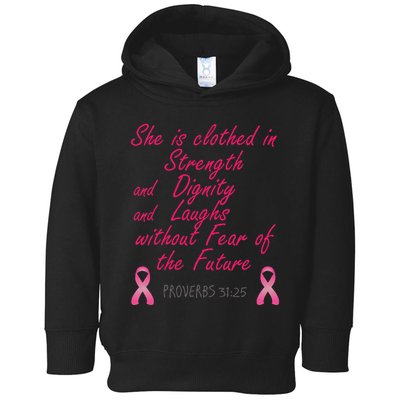 Strength Dignity Laughs Breast Cancer Awareness Gift Toddler Hoodie