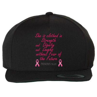 Strength Dignity Laughs Breast Cancer Awareness Gift Wool Snapback Cap