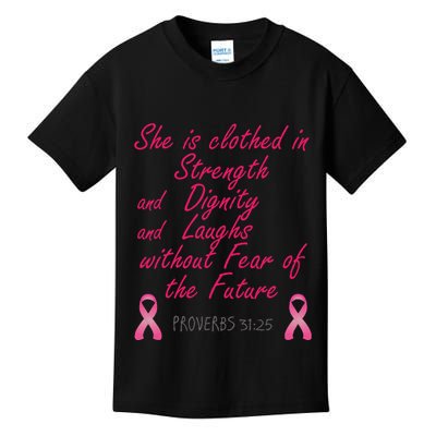 Strength Dignity Laughs Breast Cancer Awareness Gift Kids T-Shirt