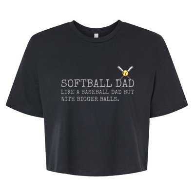 Softball Dad like a baseball Dad But with bigger balls Coach Bella+Canvas Jersey Crop Tee