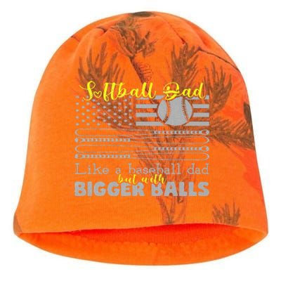 Softball Dad like a Baseball Dad but with bigger balls Flag Kati - Camo Knit Beanie