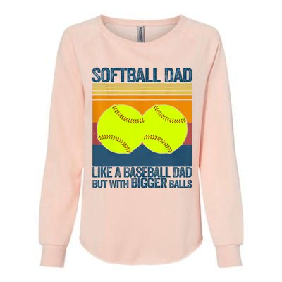 Softball Dad Like A Baseball Dad But With Bigger Balls Gifts Womens California Wash Sweatshirt