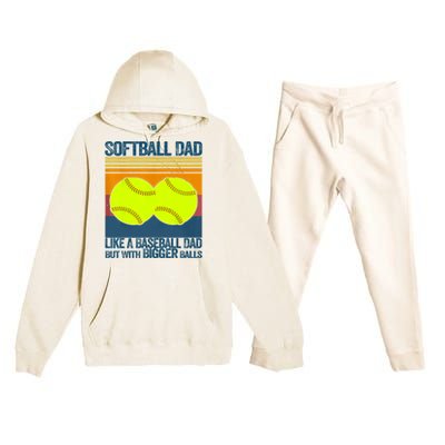 Softball Dad Like A Baseball Dad But With Bigger Balls Gifts Premium Hooded Sweatsuit Set