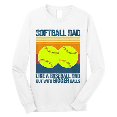 Softball Dad Like A Baseball Dad But With Bigger Balls Gifts Long Sleeve Shirt