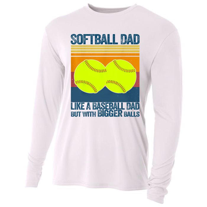 Softball Dad Like A Baseball Dad But With Bigger Balls Gifts Cooling Performance Long Sleeve Crew