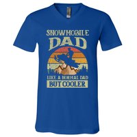 Snowmobile Dad Like A Normal Dad But Cooler Great Gift V-Neck T-Shirt