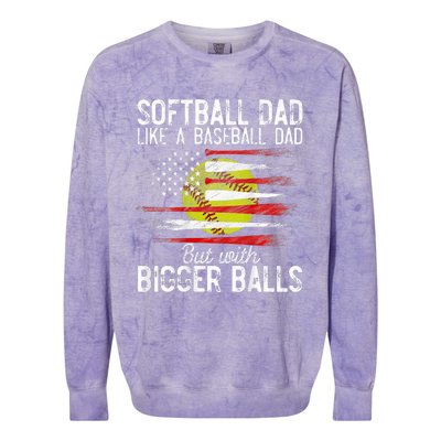 Softball Dad Like A Baseball Dad Definition Colorblast Crewneck Sweatshirt