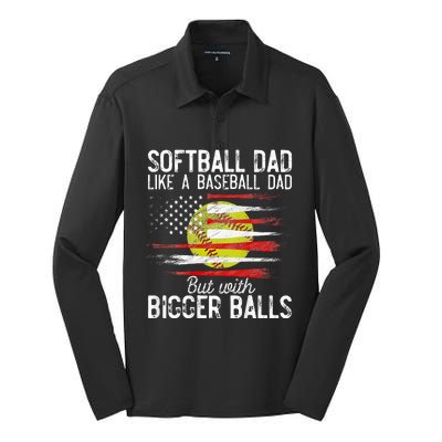 Softball Dad Like A Baseball Dad Definition Silk Touch Performance Long Sleeve Polo