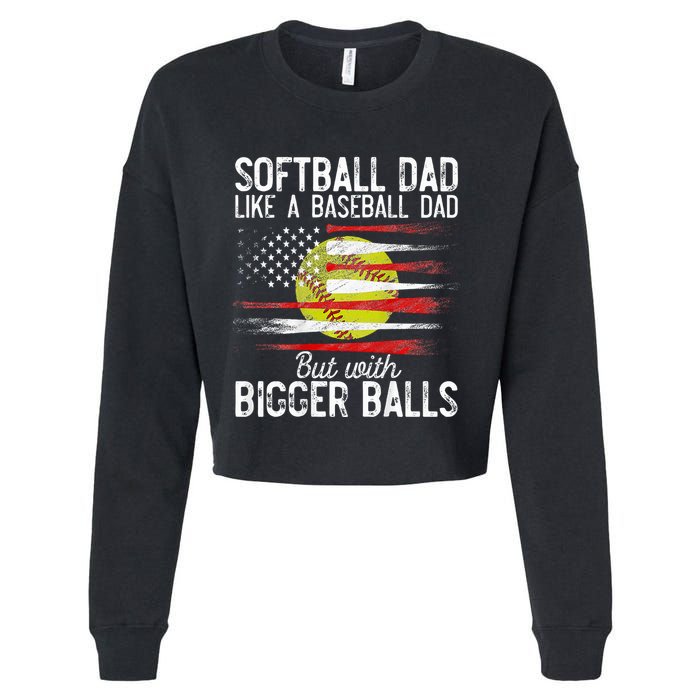Softball Dad Like A Baseball Dad Definition Cropped Pullover Crew