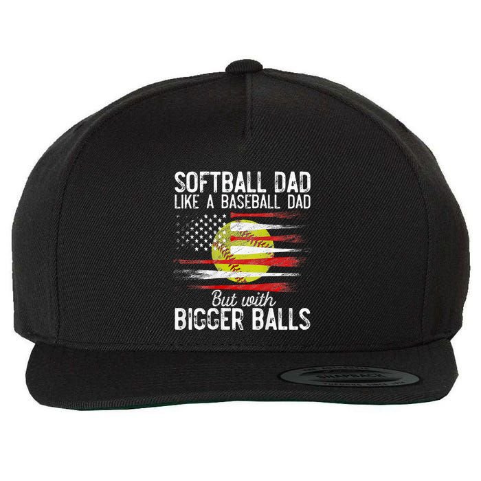 Softball Dad Like A Baseball Dad Definition Wool Snapback Cap