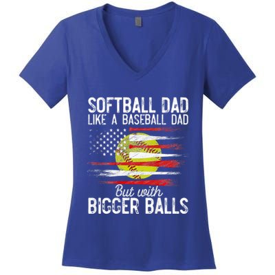 Softball Dad Like A Baseball Dad Definition Women's V-Neck T-Shirt
