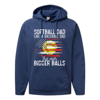 Softball Dad Like A Baseball Dad Definition Performance Fleece Hoodie