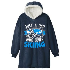 Ski Dad Loves Skiing Gift Hooded Wearable Blanket