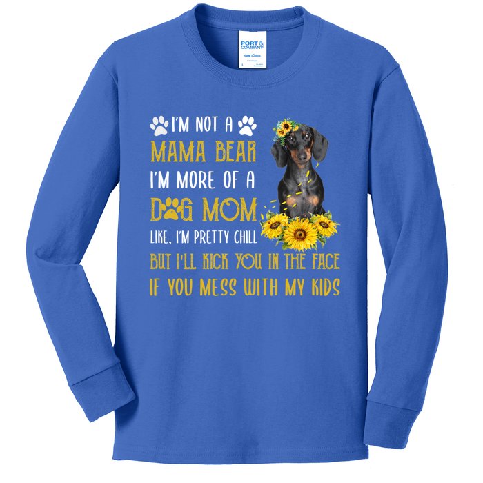 Sunflower Dachshund Mom Mothers Day Dog Mom Funny Gift Kids Long Sleeve Shirt