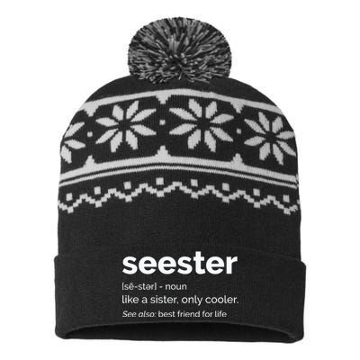 Seester Definition Mom Sister Friend Sister USA-Made Snowflake Beanie