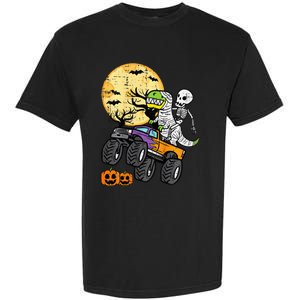 Skeleton Dino Monster Truck Halloween Costume Garment-Dyed Heavyweight T-Shirt