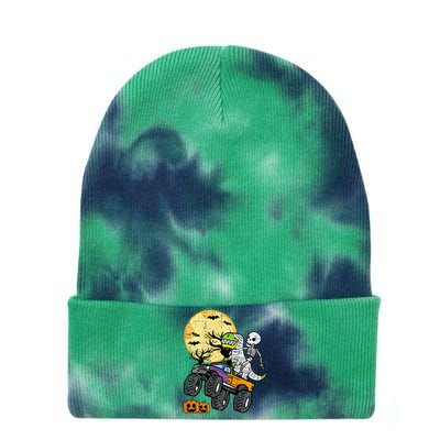 Skeleton Dino Monster Truck Halloween Costume Tie Dye 12in Knit Beanie