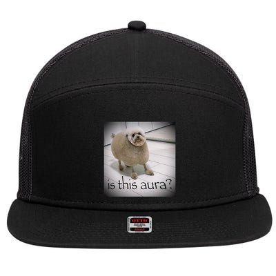 Silly Dog Meme Meme Brainrot Gen Z Funny Haircut Dog Meme 7 Panel Mesh Trucker Snapback Hat