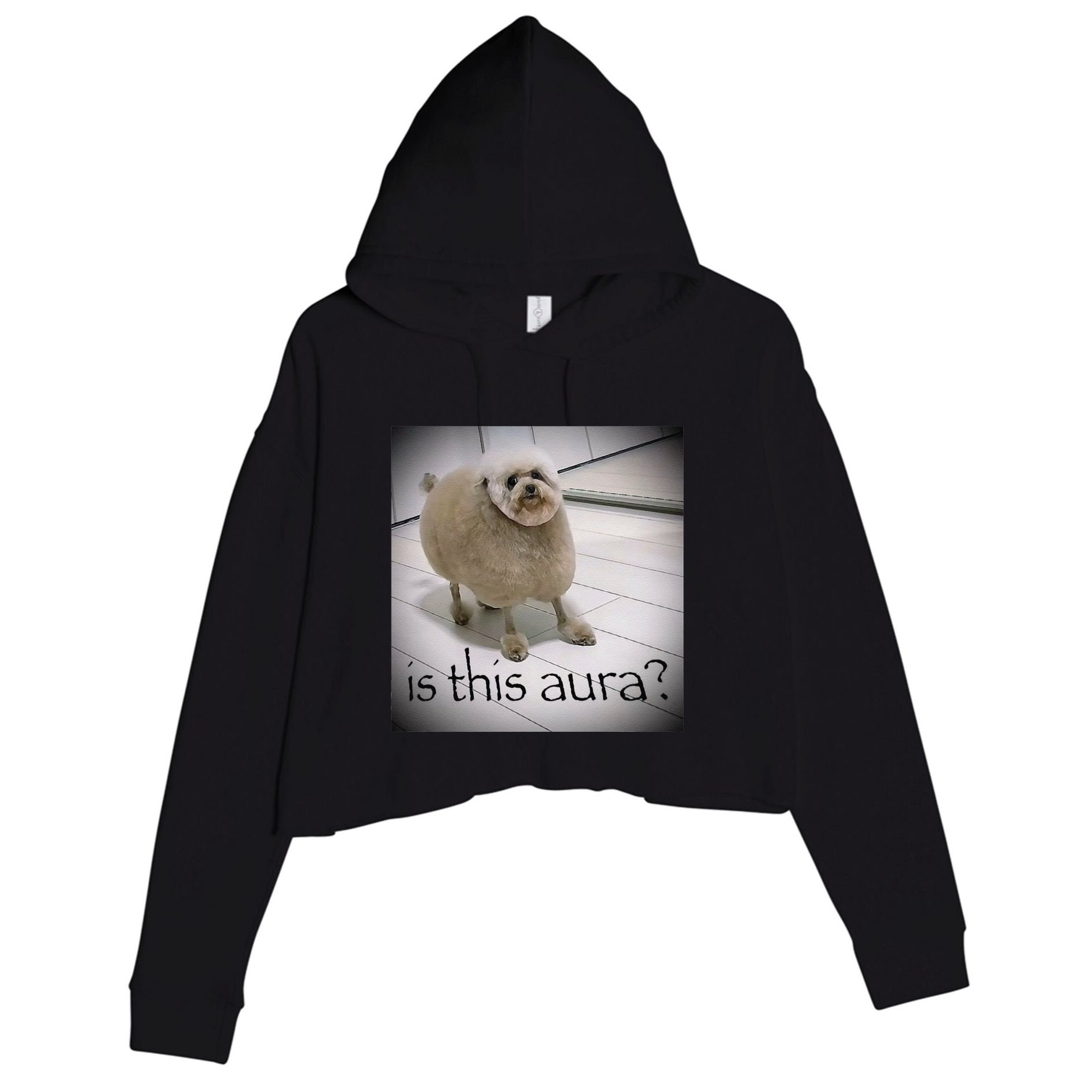 Silly Dog Meme Meme Brainrot Gen Z Funny Haircut Dog Meme Crop Fleece Hoodie