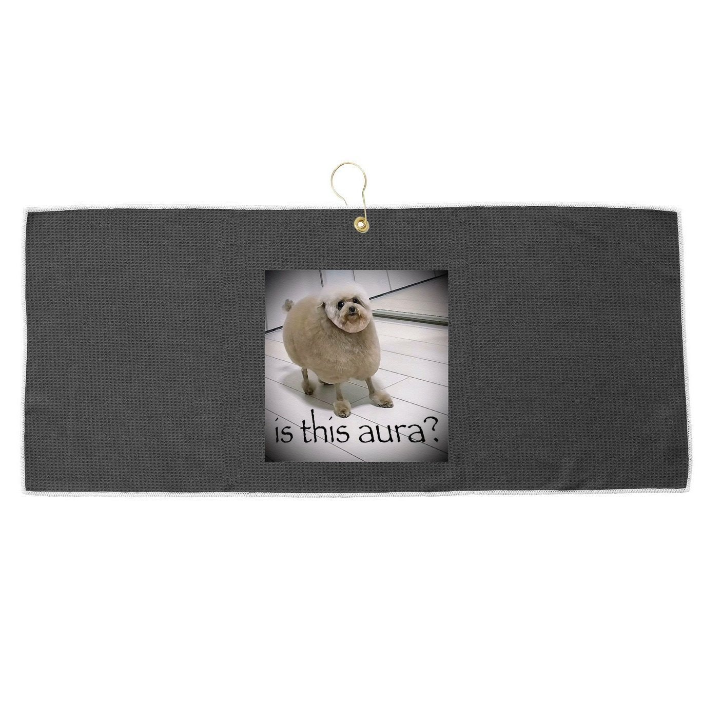 Silly Dog Meme Meme Brainrot Gen Z Funny Haircut Dog Meme Large Microfiber Waffle Golf Towel