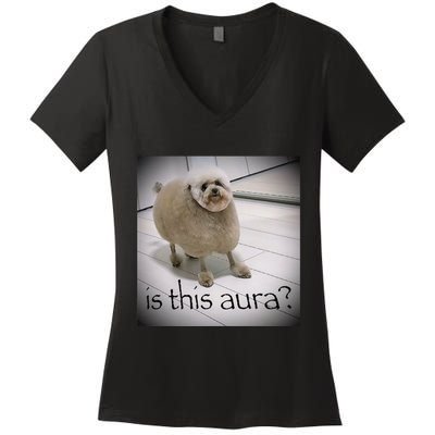 Silly Dog Meme Meme Brainrot Gen Z Funny Haircut Dog Meme Women's V-Neck T-Shirt