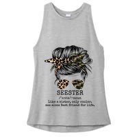 Seester Definition Messy Bun Camo Cheetah Ladies PosiCharge Tri-Blend Wicking Tank